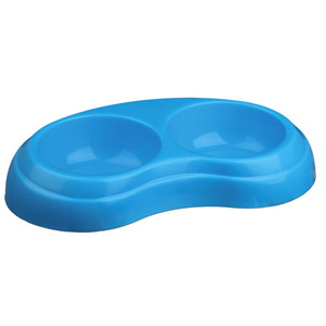 Plastic Double Bowl - Light Blue
